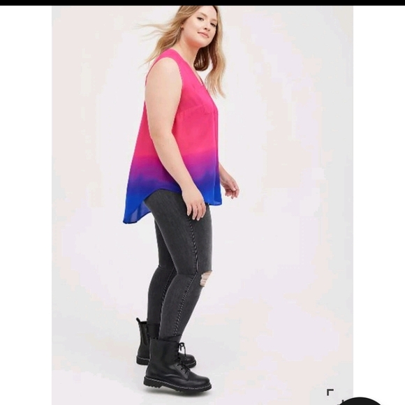 Like New 3x Ombre Torrid 2X Harper TANK TOP Dip Dye Ombre Hot Pink Purple Blue - Picture 3 of 6